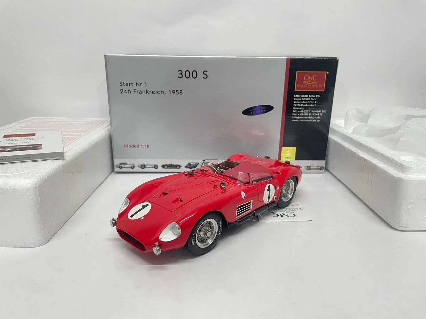 CMC 1:18 300S #1 1958 24h France Simulation Limited Edition All Open Alloy Metal Static Car Model Toy Gift