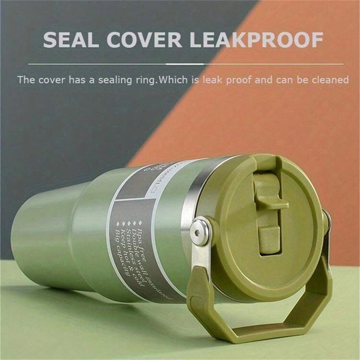 Vacuum Tumbler with Lid Stainless Steel Portable Water Bottle with Dazzling Handle Insulated Tumbler Tote Handle 20/30oZ