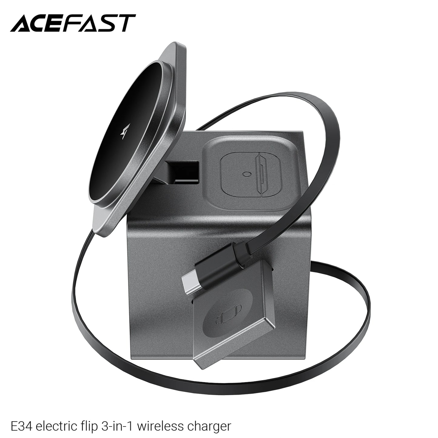 New Qi2 3In1 Magnetic Wireless Charger 15W Fast Charging Station Touch Button for IPhone Android Phones iWatch AirPods