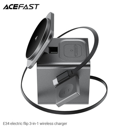 New Qi2 3In1 Magnetic Wireless Charger 15W Fast Charging Station Touch Button for IPhone Android Phones iWatch AirPods