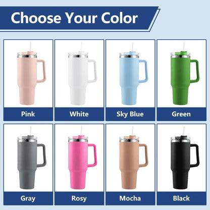 Personalized 40oz Customized Thermos Cups/Handle & Straw - Custom Name/Photo Insulated Stainless Steel Cup