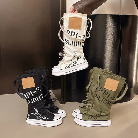 Platform Long-thigh Boots New Trend Fashionable and Versatile Design Sense Niche High-top Stacking Board Shoes