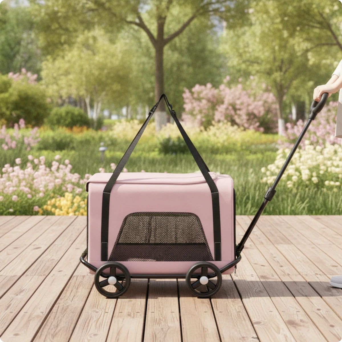 Rolling Pet Carrier Foldable Wheeled Pet Carrier Smooth Spacious for Small Pets, Travel, Vet Visits