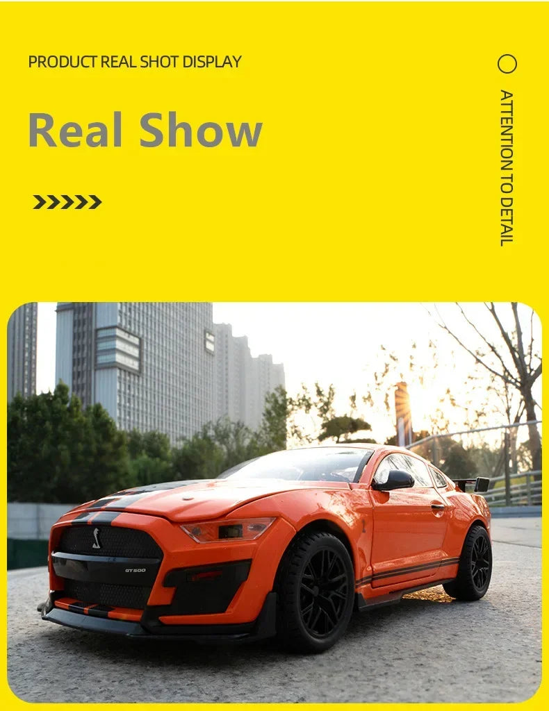 Ford Mustang Shelby GT500 Large Size  Alloy Sports 1:18 Car Model Diecasts Metal Racing Car Model Sound and Light Simulation