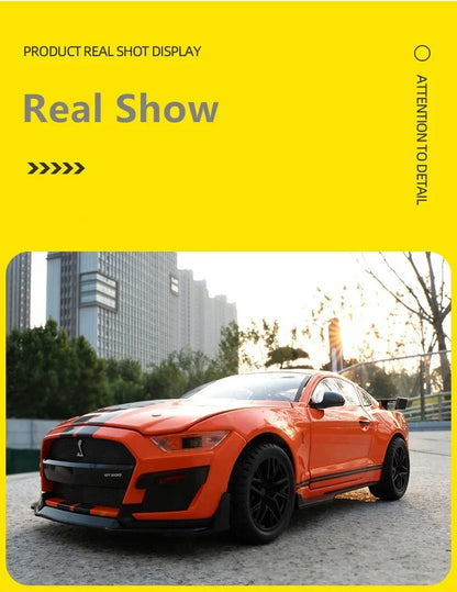 Ford Mustang Shelby GT500 Large Size  Alloy Sports 1:18 Car Model Diecasts Metal Racing Car Model Sound and Light Simulation