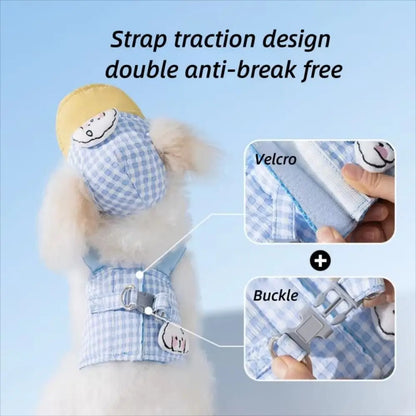 Vest Style Adjustable Dog Harness Set with Traction Rope Mesh Pet Traction Set Soft with Hat Dog Walking Rope Outdoor