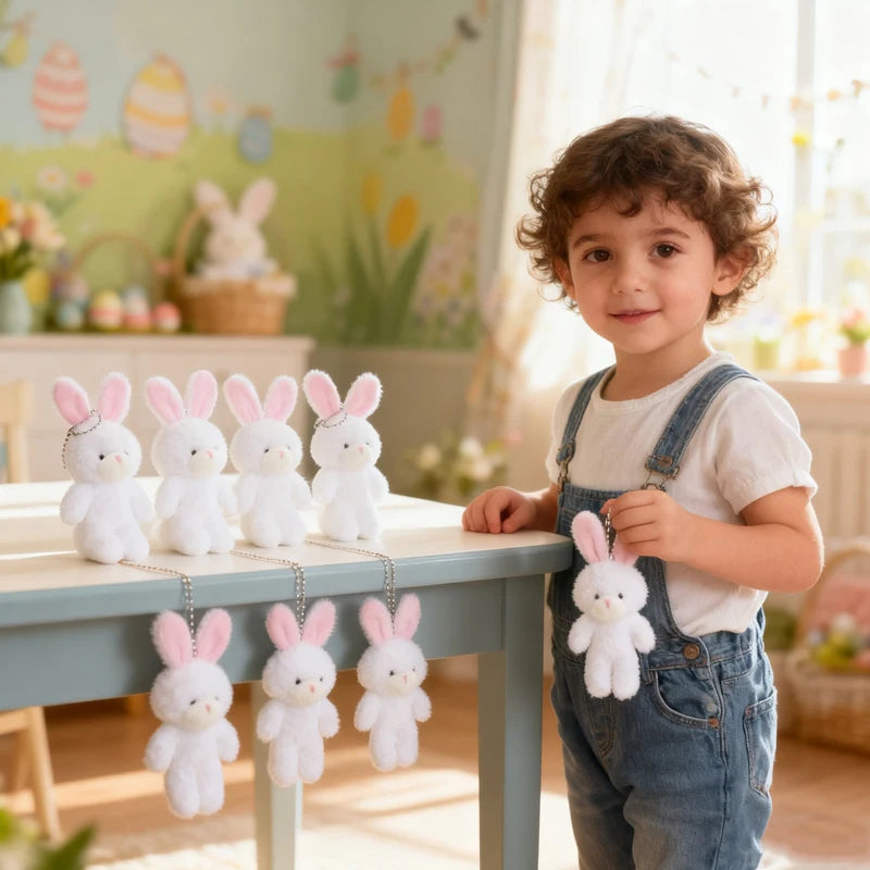 Easter Party Rabbit Bunny Plush Dolls Keychain Bag Pendant Kids Birthday Party Favors Gift for Guests Basket Fillers