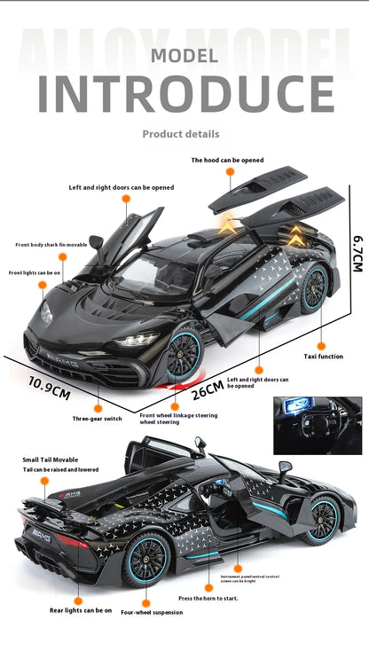 Large 1/18 alloy die-cast AMG-ONE sports car model simulation sound and light adult collection gift