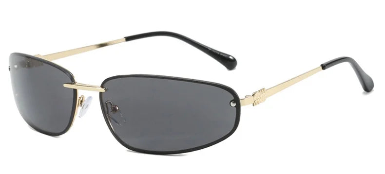 New Y2K Sunglasses For Women High Quality Oval Fashion Luxury Brand Rimless Glasses Trendy Woman Alloy Ladies Shades Eyewear