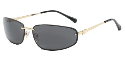 New Y2K Sunglasses For Women High Quality Oval Fashion Luxury Brand Rimless Glasses Trendy Woman Alloy Ladies Shades Eyewear