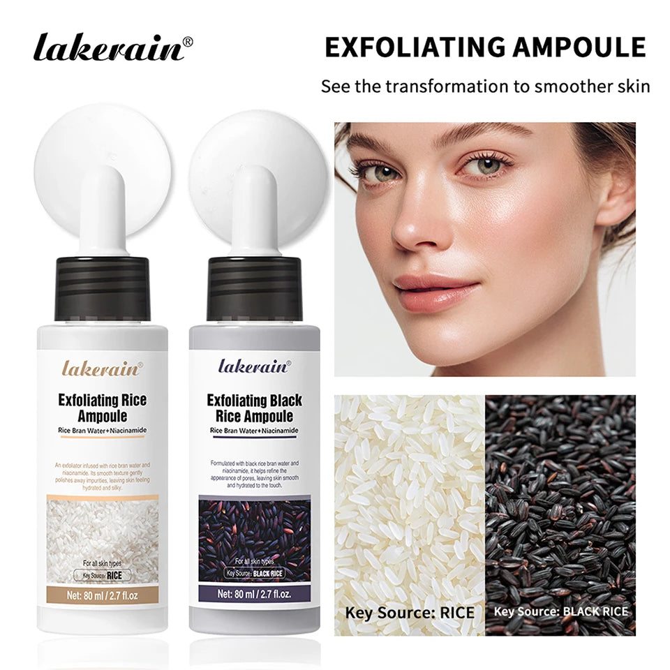 Lakrain Rice Peeling Ampoule Soft Exfoliating Face and Body Scrub Dead Skin Cells Blackhead Remover for All Skin Types  korean skin care