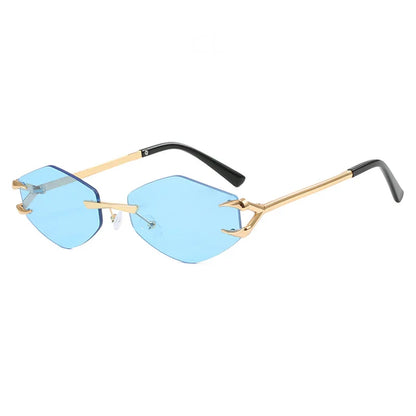 Small Frame Hexagon Sunglasses Women 2026 Luxury Brand Metal Rimless Rhombus Sun Glasses For Female Retro Polygon Eyewear UV400