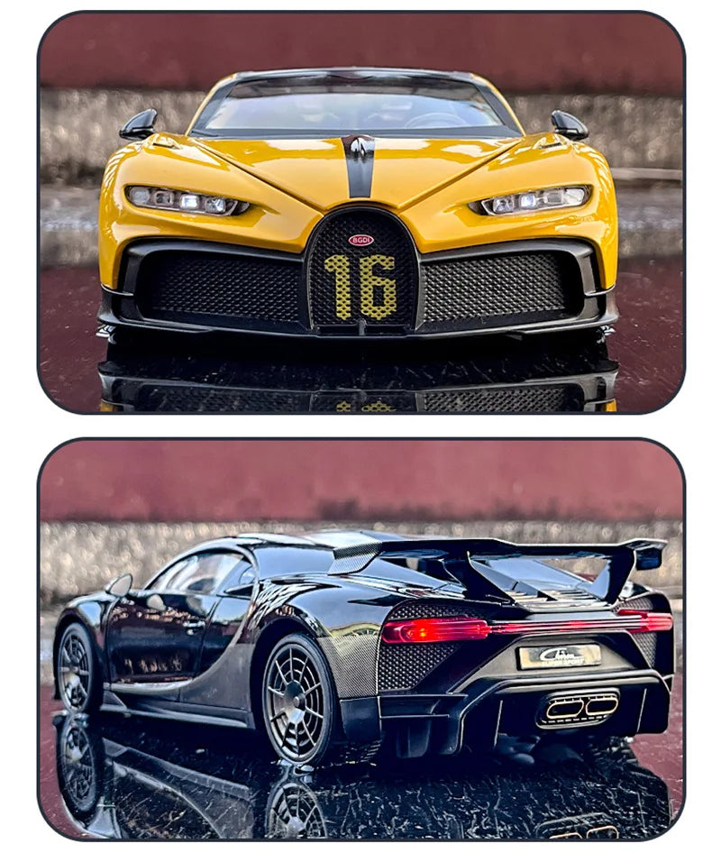 Bugatti Chiron 1:18 PUR SPORT Alloy Sports Model Diecast Metal Racing Car Vehicle Model Sound and Light SimulationToy Gift