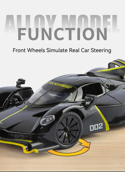 Valkyrie GT-R50 Sports 1:24 Car Model Toy Diecast Alloy Doors Opened Sound Light Supercar Collectible Ornaments Toy Gifts