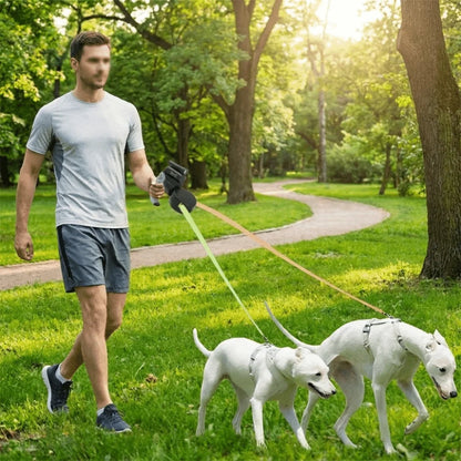 Rope Retractable 3M Dog Leash 360 Rotatable Reflective Double Dog Walking Leash with Lights Automatic Double Dog Leash