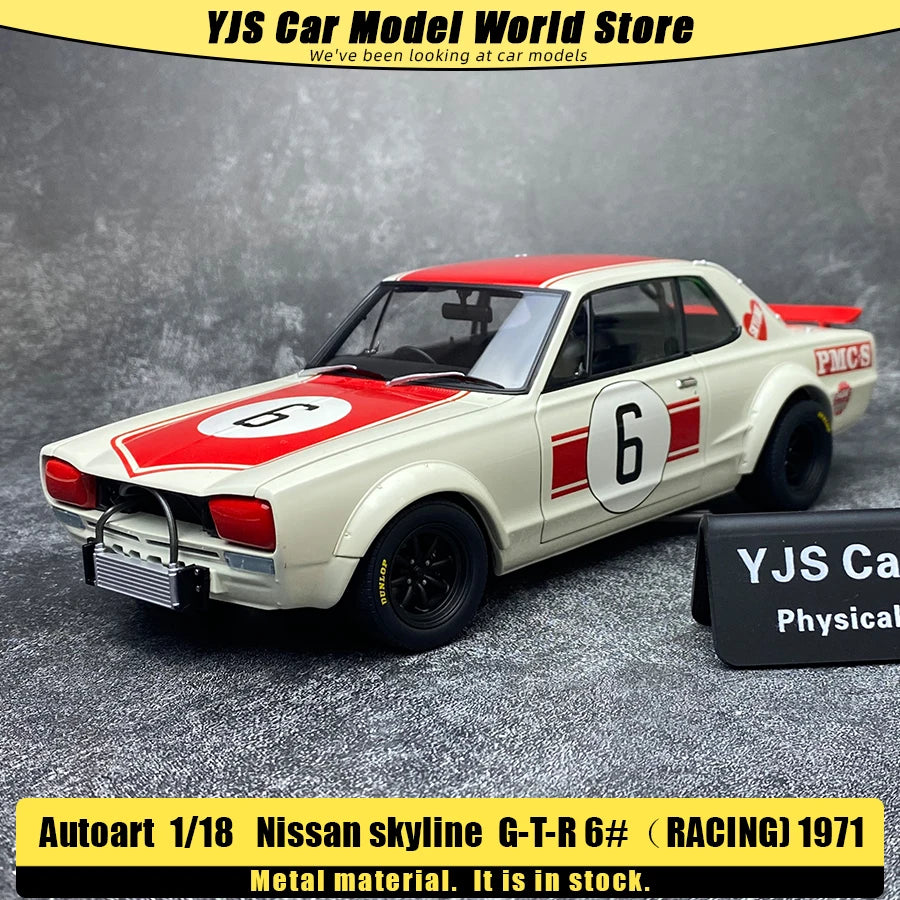 AUTOART Diecast car model 1/18 Nissan skyline GT-R 6#（RACING) 1971 Static display car models