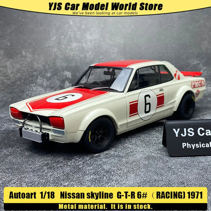 AUTOART Diecast car model 1/18 Nissan skyline GT-R 6#（RACING) 1971 Static display car models