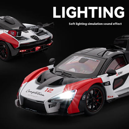 Simulated 1/24 McLaren Senna car model with sound and lights, track version sports car model, boys gift, collection ornaments