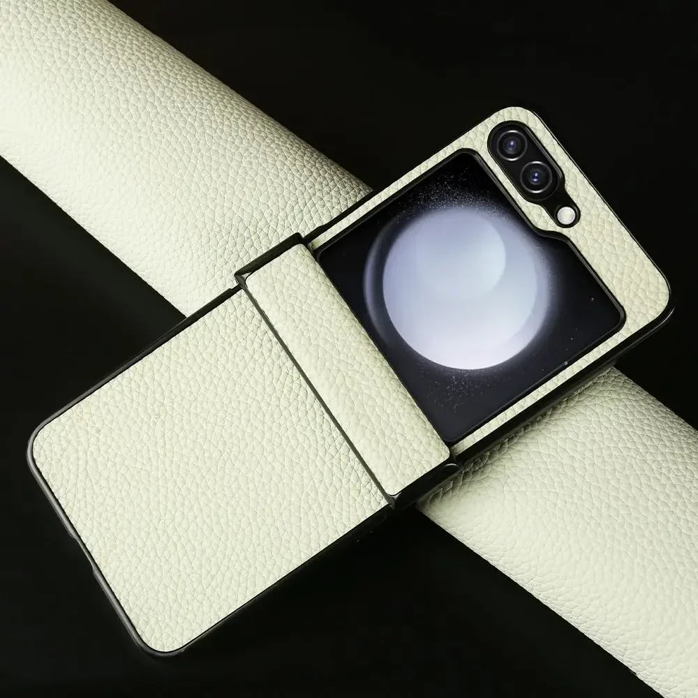 Luxury Hand Crafted Genuine Leather Case For Samsung Galaxy Z flip5 Phone Cover Galaxy Z Flip 3 flip4  Back Shell Coque Capa