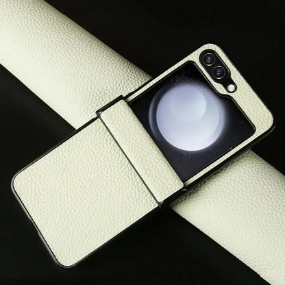 Luxury Hand Crafted Genuine Leather Case For Samsung Galaxy Z flip5 Phone Cover Galaxy Z Flip 3 flip4  Back Shell Coque Capa