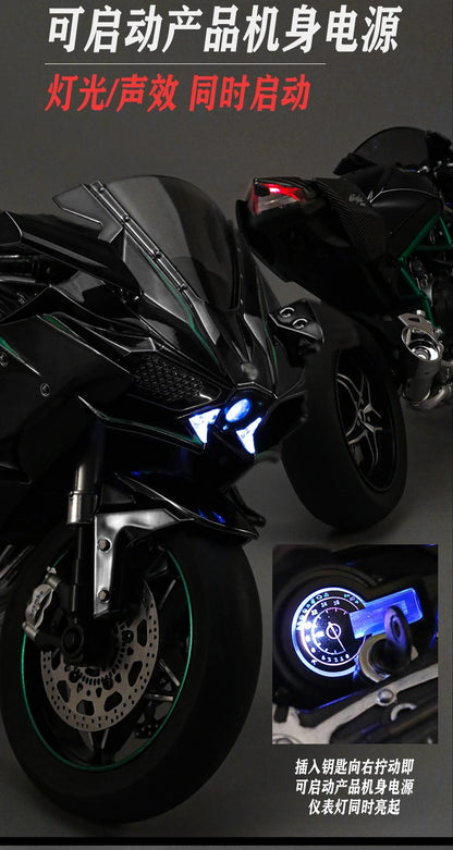 Spray 1:6 Kawasaki Racing Ninja 500 H2R Motorcycle Simulation Sound Light  Fast And Furious Collection Model car Gift