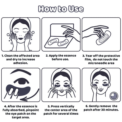 Hyaluronic Acid Microneedle Eye Patches Mask For Anti Aging Dark Circles Moisturizing Under Eye Gel Pads Skin Care
