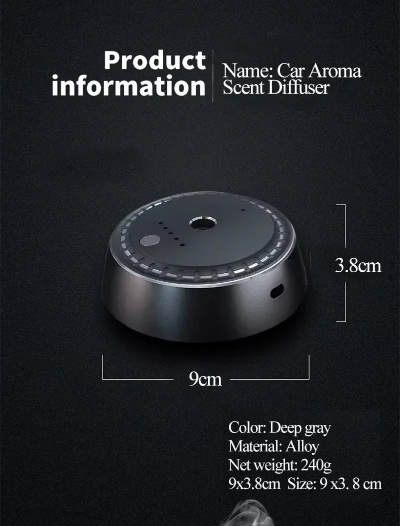Adjustable Electric Fragrance Diffuser Ultrasonic Cool Mist Air Humidifier Car Air Freshener USB Rechargeable Car Diffuser