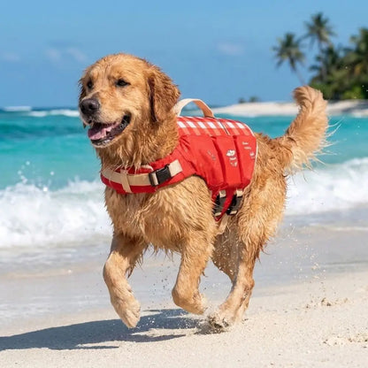 Waterproof Dog Life Jacket Breathable High Buoyancy Dog Swimming Suit Adjustable Thick Sponge Pad Dog Life Preserver Swimming