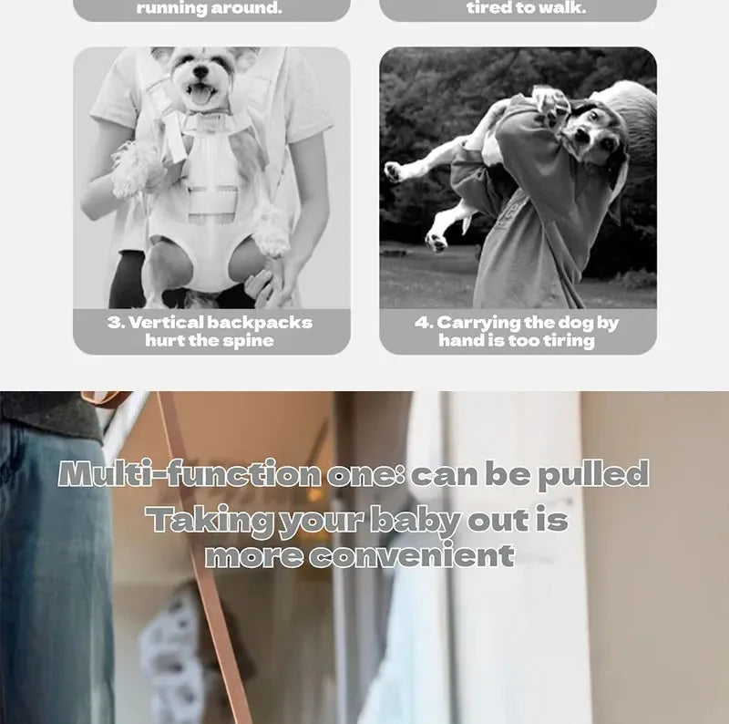Portable multi-functional towing backpack, double-shoulder dog backpack, crossbody pet transport bag, breathable outdoor pet bag