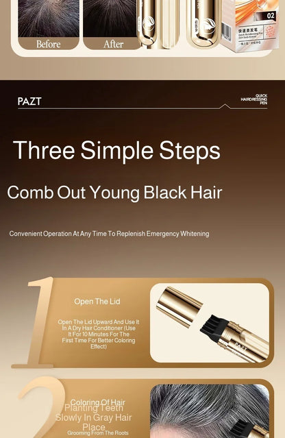 Disposable Hairdressing Pen Quick Hair Styling Hair Dye Comb Instant Gray Coverage Hair Color No Scalp Damage Hair Dye Stick
