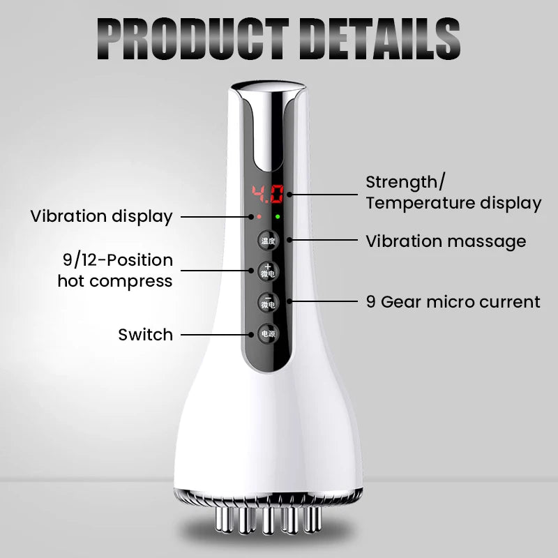 Electric Microcurrent Meridian Brush Body Massager GuaSha Red Light Hot Compress Scraping Lymphatic Drainage Device Fat Burner