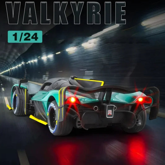 Aston Martin Valkyrie AMR PRO 1:24 Alloy Car Model Sound and Light Pull Back Toy Collectibles Gift