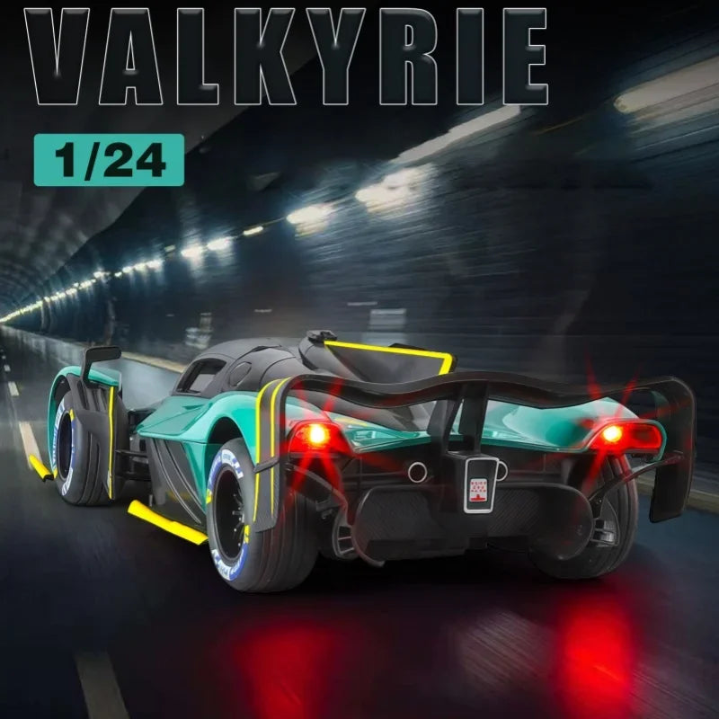 Aston Martin Valkyrie AMR PRO 1:24 Alloy Car Model Sound and Light Pull Back Toy Collectibles Gift