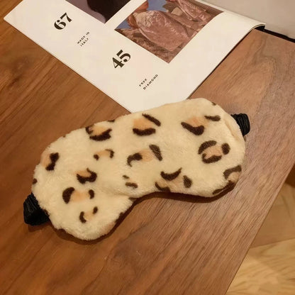 Sleeping Mask Sleeping Blindfold Soft Plush Eye Masks Leopard Print Cloud Eye Cover Plush Mask Eyepatch Nap Health Eye Cover Dot