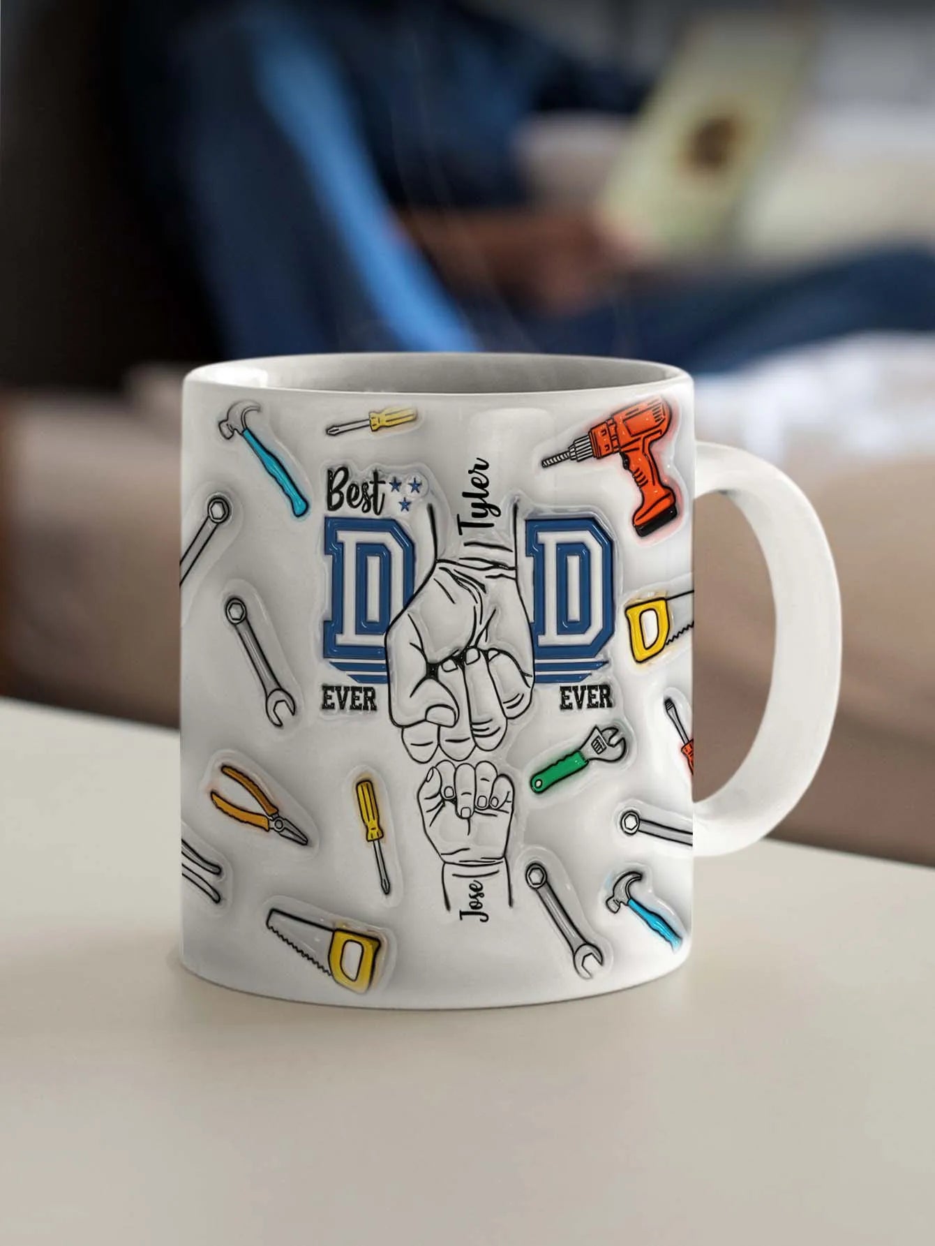 Personalized Dad Mug for Father's Day Custom Name Coffee Cup with 3D Text Effect Custom Name Coffee Cup Gift for Daddy Grandpa