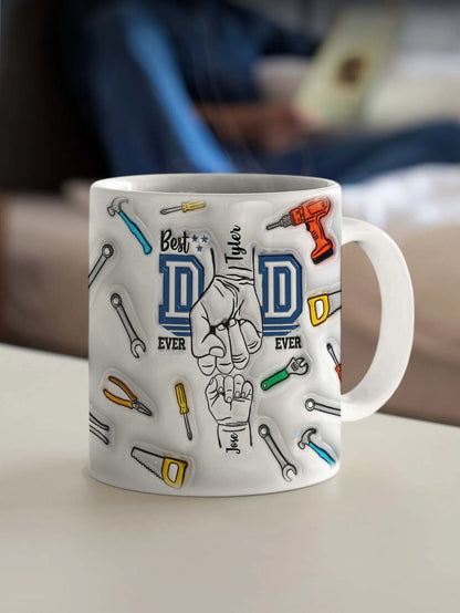 Personalized Dad Mug for Father's Day Custom Name Coffee Cup with 3D Text Effect Custom Name Coffee Cup Gift for Daddy Grandpa