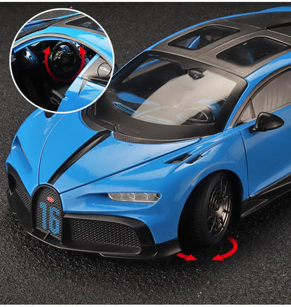 Bugatti Chiron 1:18 PUR SPORT Alloy Sports Model Diecast Metal Racing Car Vehicle Model Sound and Light SimulationToy Gift