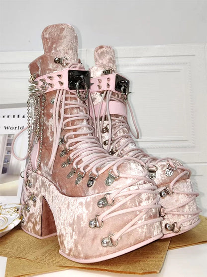 Lolita Punk Punk Shoes Round Head Ultra High Heels Sponge Cake Queen Shoes Sweet Princess Boots