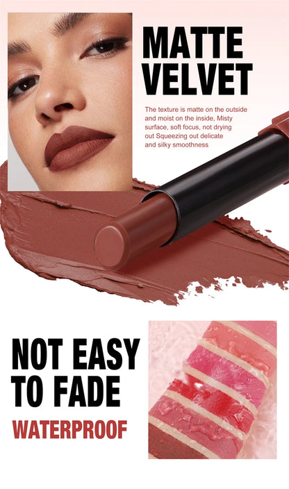 Matte Lipstick Pencil Waterproof Long Lasting Non-Stick Cup Sexy Red Matte Solid Lip Gloss Nude Pink Lipstick Pen Makeup -6 Colors