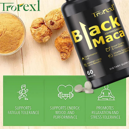 Natural 60 Tablets Black Maca ERECTEnhancer, Male Power Strength Supplements for Volume Enhancing, Max Stamina Capsule for Man