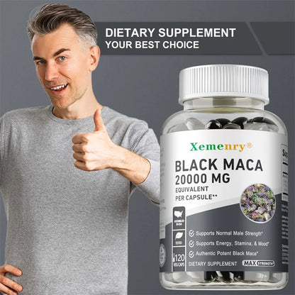 Black Maca Root Supplement - Improves Strength, Endurance and Mood, Enhances Performance and Boosts Energy