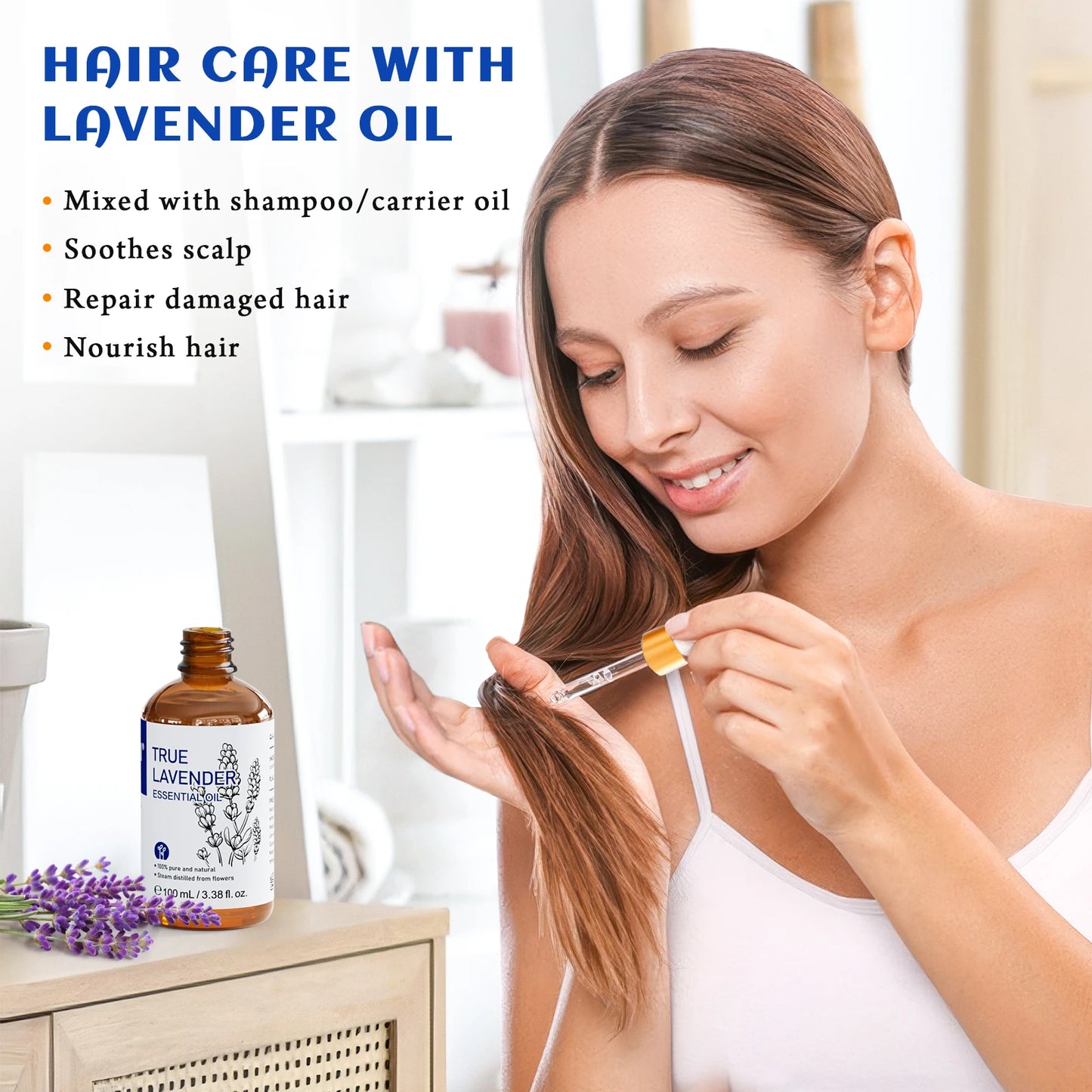 HIQILI 100% Pure Lavender Essential Oil 100ML Aromatherapy Diffuser Oil for Sleep Relaxation Diffuser Massage Skin Care