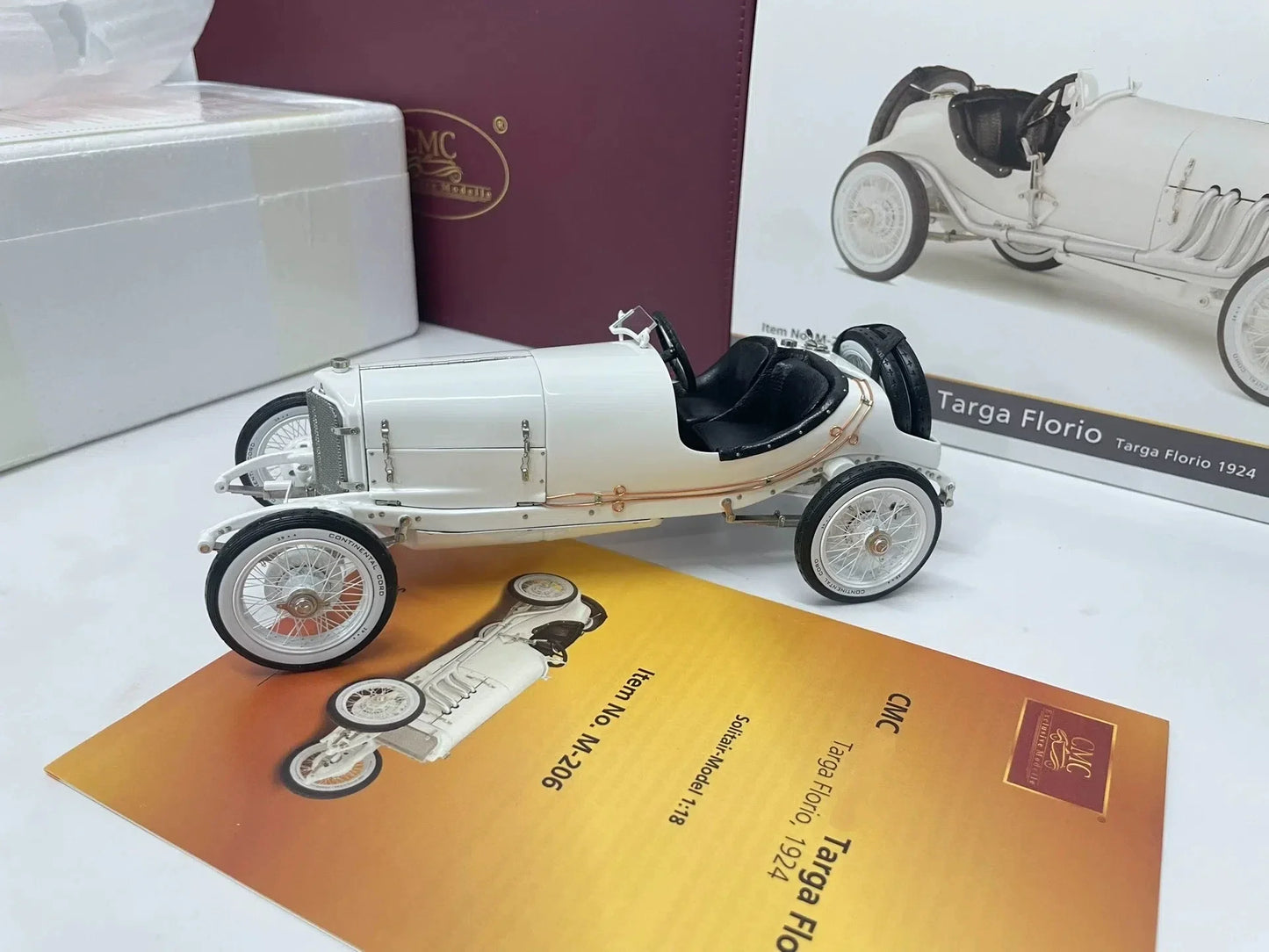CMC 1:18 Targa Florio 1924 White Simulation Limited Edition All Open Alloy Metal Static Car Model Toy Gift