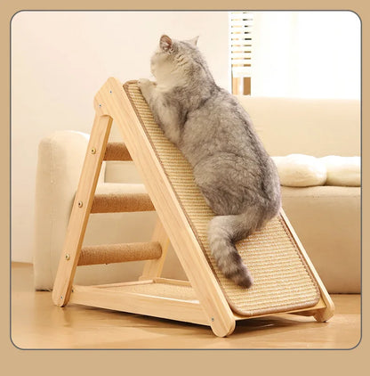 Wooden Cat Scratcher Cat Scratching Post Sisal Wear-resistant Cats Kitten Scratching Grinding Paws Toys Furniture Protector