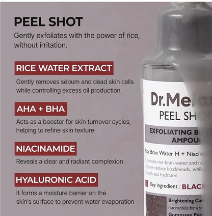 Dr. Melaxin Peel Shot Glow Black Rice Peeling Chemical t with Rice Water  Glass Skin Texture for Dead Skin &Dull Complexion, Korean2.7 fl.oz