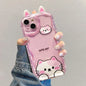 3D Bear Frog Eyes Cat Ears Phone Case For iPhone 16 15 Pro Max 14 11 13 12 Mini XR 8 7 Plus X XS SE Soft Silicone Curly Cover