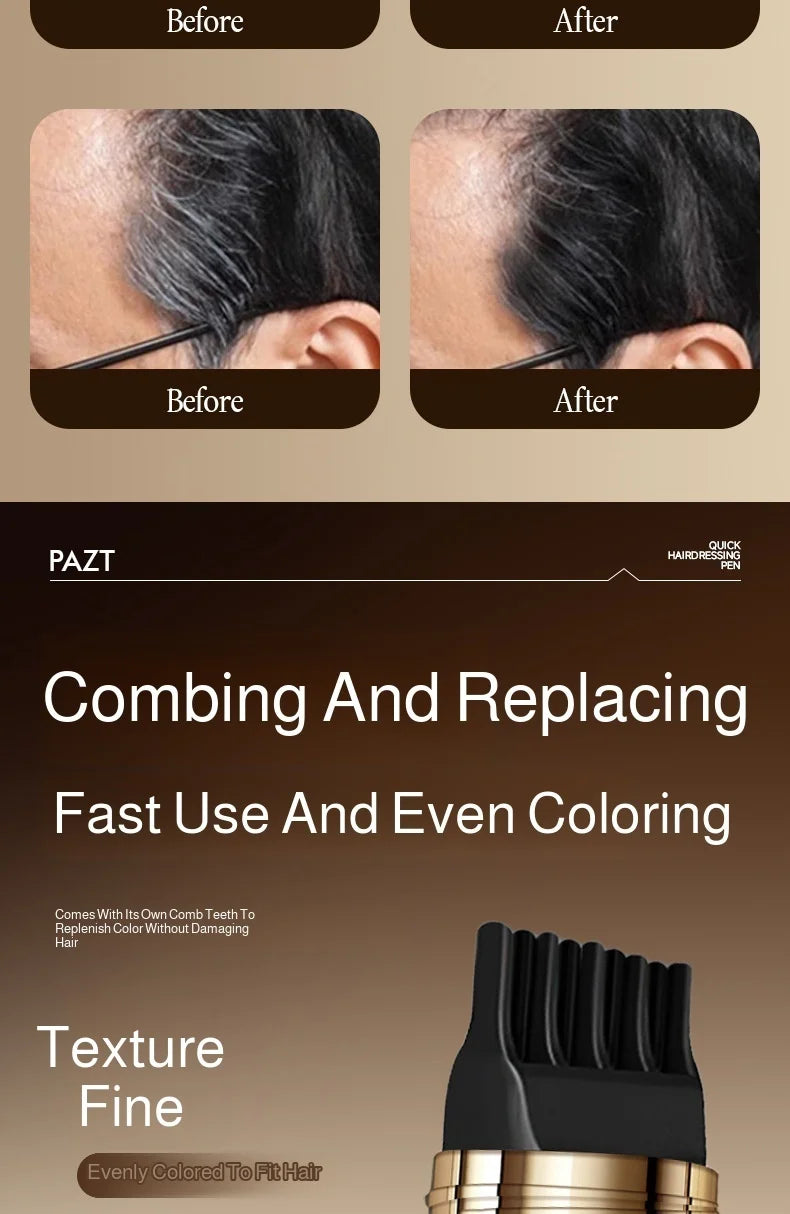 Disposable Hairdressing Pen Quick Hair Styling Hair Dye Comb Instant Gray Coverage Hair Color No Scalp Damage Hair Dye Stick