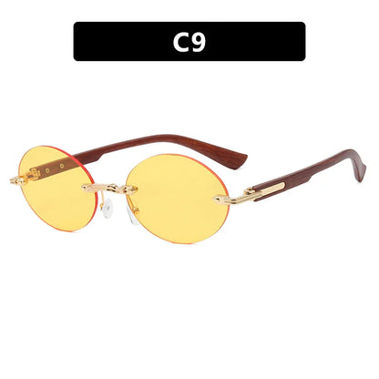 New Frameless Oval Sunglasses, High-end Light Luxury Women's Fashionable Summer Beach Vacation Sunglasses