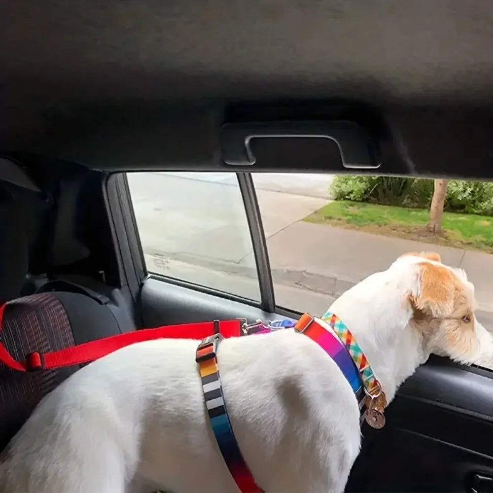 Pet Dog and Cat Seat Belt Car Headrest Restraint Adjustable Safety Rope Car Seat Belt Dog Accessories for Small Dogs (1Pc)