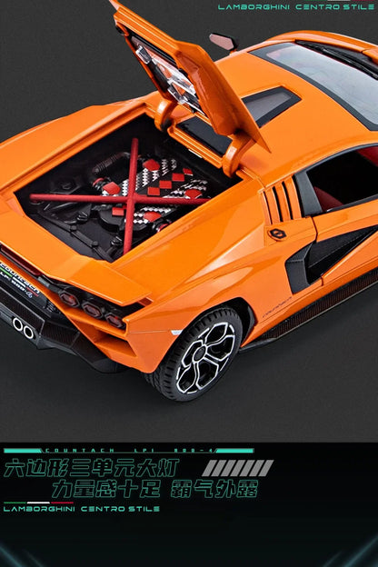 Lamborghini Countach LPI 800-4 Simulation1:24  Diecast Metal Alloy Model car Sound Light Pull Back CollectionToy Gifts